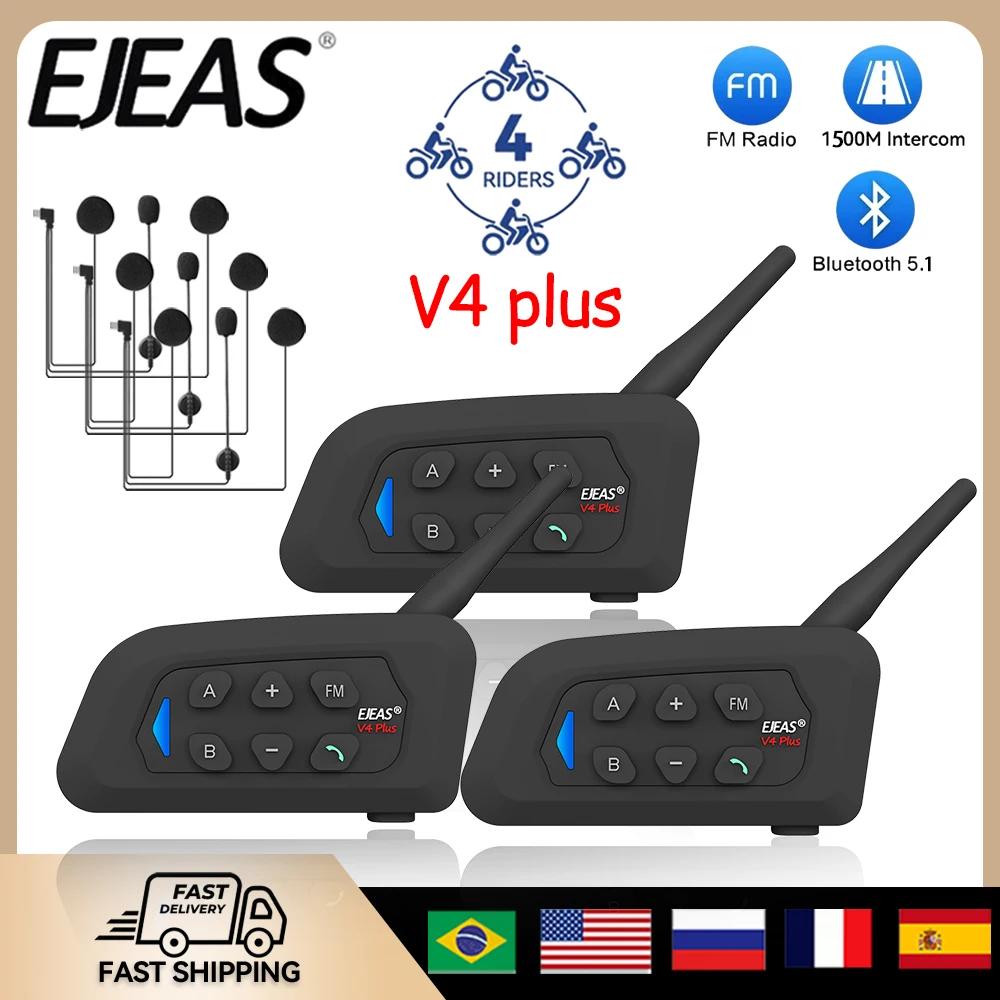 3PCS EJEAS V4 PLUS 4 ̴      1500M   Comunicator  IP65